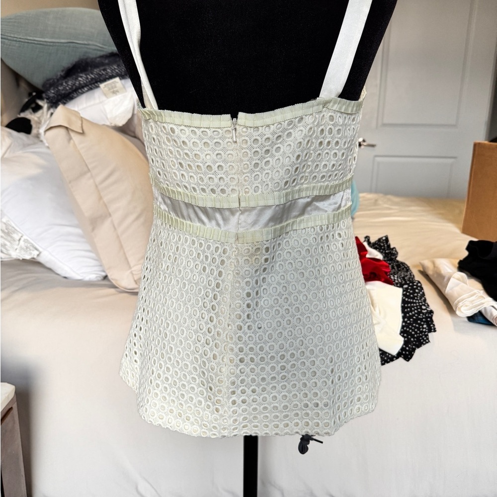 Lilly Pulitzer Cream Light Yellow Eyelet Tank with Satin Trim - Picture 8 of 8